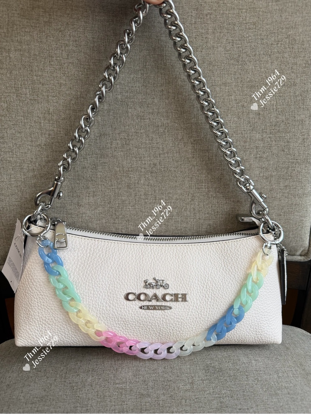NWT！COACH CHARLOTTE SHOULDER BAG （COACH CL407）with rainbow chain